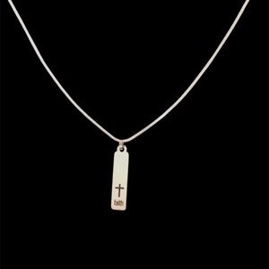 New Stainless Steel Lasered FAITH Religious Cross Necklace Christian Jewelry